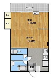 TAS椎名町レジデンス 5階ワンルームの間取り