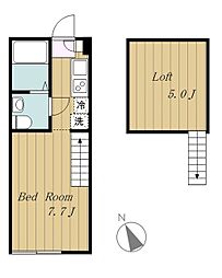 小田急江ノ島線 東林間駅 徒歩4分の賃貸アパート 2階1Kの間取り