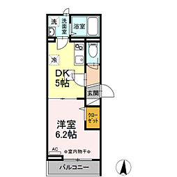 フェリーチェ天神 1階1DKの間取り