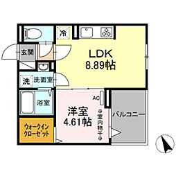 Polykatoikia N（ポリカテイキアエヌ） 2階1LDKの間取り