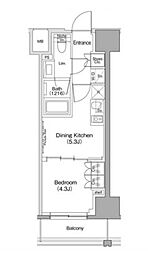 ザ・パークハビオ滝野川 1DKの間取図画像