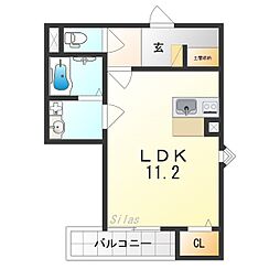 Fstyle狭山・池尻中1号館 2階ワンルームの間取り