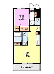 レジデンスガーデン 1階1LDKの間取り