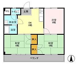 大幸マンション 3DKの間取図画像