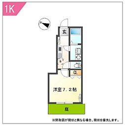 アデランテ 1Kの間取図画像