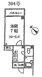ARK21 3階1Kの間取り