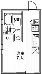 ASTILE幡ヶ谷 2階ワンルームの間取り