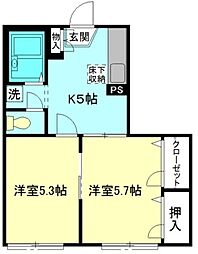 スペイスミューズ 2Kの間取図画像