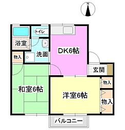 セジュール共和 2DKの間取図画像