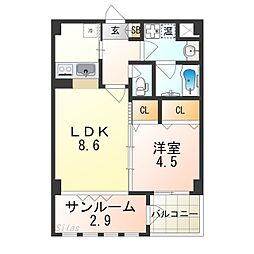 EASTRITZ巽 1LDKの間取図画像