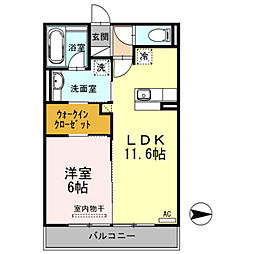 フォレスト桃山筑前台 1LDKの間取図画像