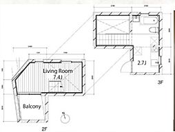 ときわ台のアパートメント 3階1Kの間取り