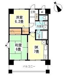 ＢＥＬＮＯＳ34 3階2DKの間取り