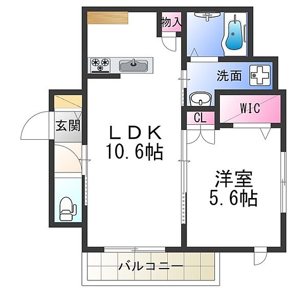 シュライクガーデン ｜大阪府堺市北区中百舌鳥町１丁(賃貸マンション1LDK・1階・43.74㎡)の写真 その2