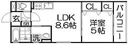 ピレーネ明和 1LDKの間取図画像