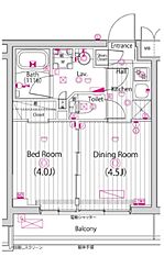 西武池袋線 練馬駅 徒歩7分の賃貸マンション 1階1DKの間取り