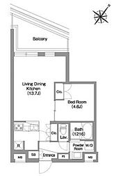 コンフォリア・リヴ渋谷本町 4階1LDKの間取り
