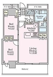 ザ・タワー十条 28階2LDKの間取り