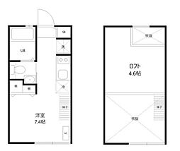 グランエッグス東中野S 2階ワンルームの間取り