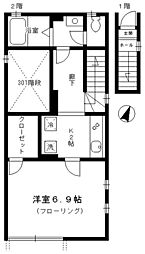 エル・沼袋 2階1Kの間取り