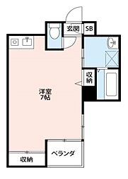 神名月 ワンルームの間取図画像