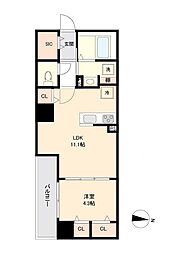 都営新宿線 森下駅 徒歩6分の賃貸マンション 2階1LDKの間取り