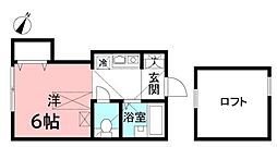 アペルタ 2階ワンルームの間取り