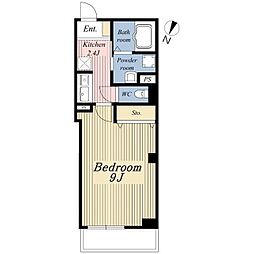 カーサマローネ 3階1Kの間取り