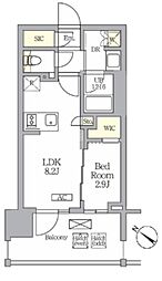 テラス神田猿楽町 1LDKの間取図画像