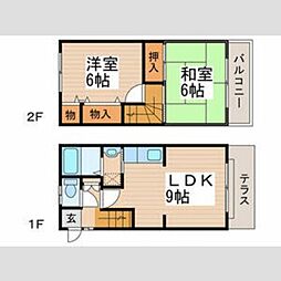 鈴木町メゾネット 1階2LDKの間取り