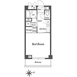 エクセラン池袋 1階1Kの間取り