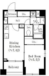 オークテラス 7階1DKの間取り