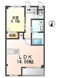 アインダム 1階1LDKの間取り