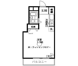 ロジマン菊川 3階ワンルームの間取り