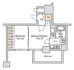 東京メトロ日比谷線 茅場町駅 徒歩5分の賃貸マンション 3階1DKの間取り