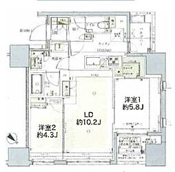 フレンシア築地 2LDKの間取図画像