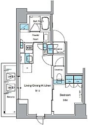 ルフォンプログレ上野御徒町 14階1LDKの間取り