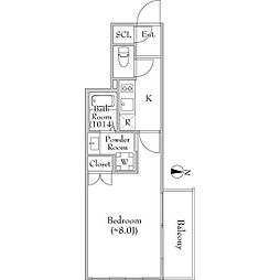 新宿区下落合3丁目マンション 1Kの間取図画像