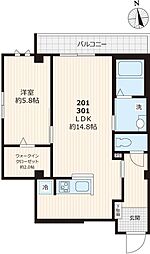 フォレスト　ベベ 2階1LDKの間取り
