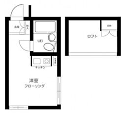 京王井の頭線 駒場東大前駅 徒歩4分の賃貸アパート 1階ワンルームの間取り