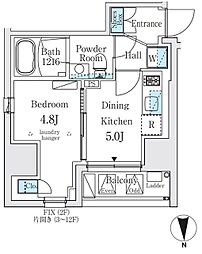 ジオエント秋葉原 3階1DKの間取り
