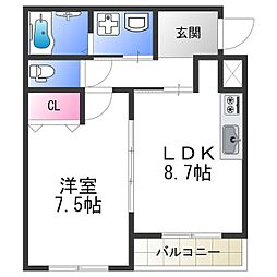 ブランリエゾン 1LDKの間取図画像