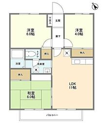セントラルパディ 3階3LDKの間取り