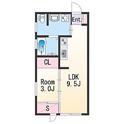 南海加太線 八幡前駅 徒歩5分の賃貸アパート 2階1LDKの間取り