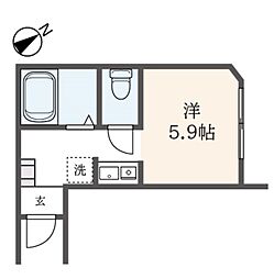 ヒルズ山手仲尾台 2階ワンルームの間取り