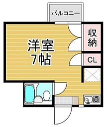 フォレスト7 1階ワンルームの間取り