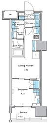 ルフォンプログレ品川戸越 1DKの間取図画像