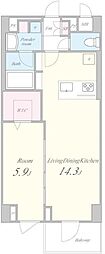 テアトル高尾 1LDKの間取図画像