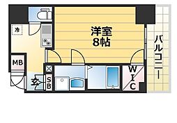 ララプレイス三宮ルミナージュ 1Kの間取図画像