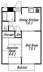 クレストパレス参番館 2DKの間取図画像